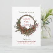 Vakantiekrans Open Huis Aangepaste Kerstmis Kaart (Staand voorkant)