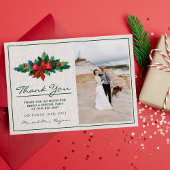 Vakantiekrans Poinsettia Kerstbruiloft Bedankkaart