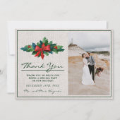 Vakantiekrans Poinsettia Kerstbruiloft Bedankkaart (Voorkant)