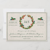 Vakantiekrans Poinsettia Kerstbruiloft Kaart (Voorkant)