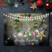 Vakantiekrans, Sterren in Lichten met Sneeuw Verja Kaart