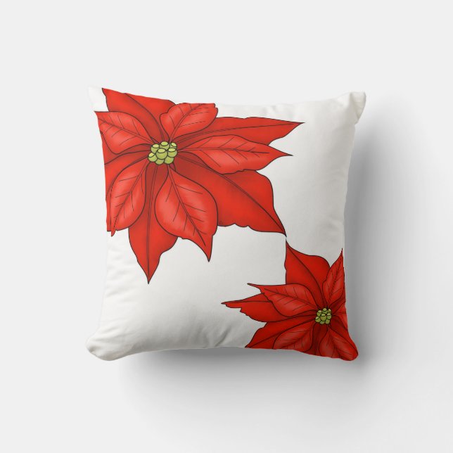 Vakantiekussen-Rode Poinsettia's Kussen (Voorkant)