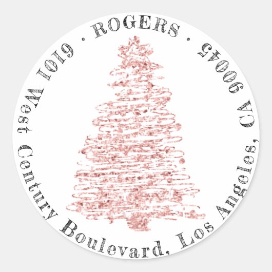 Vakantiemaand RSVP-kerstboom Ronde Sticker (Voorkant)