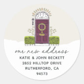 Vakantiemaand Verplaatsende Aankondiging Terugkeer Ronde Sticker (Voorkant)