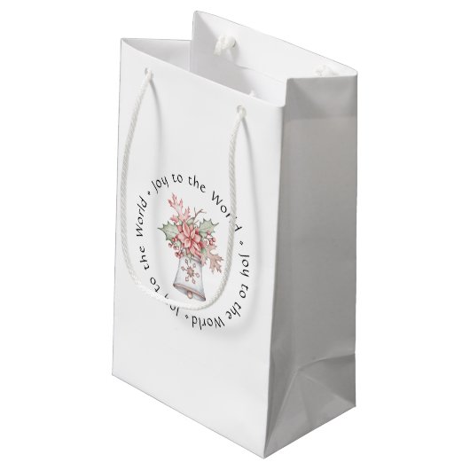 Vakantiemadel met Poinsettia Gift Bag - klein Klein Cadeauzakje (Achterkant Gekanteld)