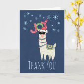 Vakantiemand Dank u | Kerst Llama Joy Kaart (Gele Bloem)