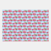 Vakantiemandwagens met wielrennen inpakpapier vel (Voorkant)