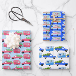 Vakantiemandwagens met wielrennen inpakpapier vel