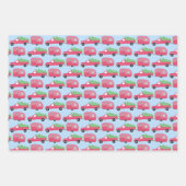 Vakantiemandwagens met wielrennen inpakpapier vel (Voorkant)