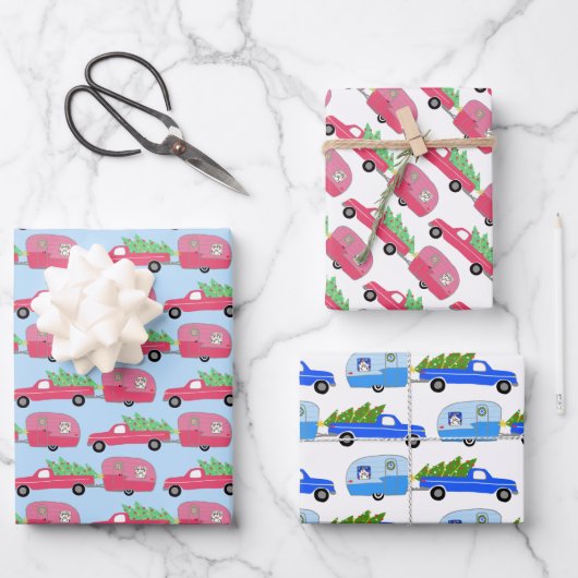 Vakantiemandwagens met wielrennen inpakpapier vel (Voorkant)