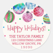 Vakantiemaneel kerstterugzendadres ronde sticker (Voorkant)