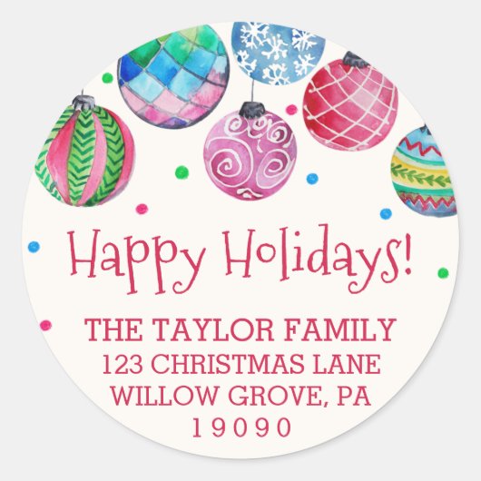 Vakantiemaneel kerstterugzendadres ronde sticker (Voorkant)