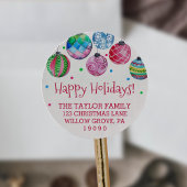 Vakantiemaneel kerstterugzendadres ronde sticker