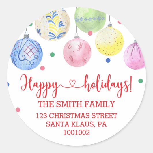 Vakantiemaneel kerstterugzendadres ronde sticker (Voorkant)