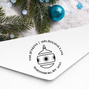 Vakantiemaneel kerstterugzendadres rubberstempel