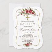 Vakantiemannen Kerstmis Rood Wit Poinsettia Baptis Kaart (Voorkant)