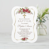 Vakantiemannen Kerstmis Rood Wit Poinsettia Baptis Kaart (Staand voorkant)