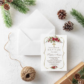 Vakantiemannen Kerstmis Rood Wit Poinsettia Baptis Kaart