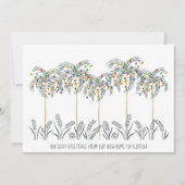 Vakantiemannen met kerstlichten op palmbomen aankondiging (Voorkant)