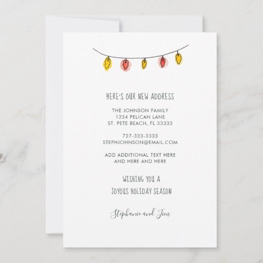 Vakantiemannen met kerstlichten op palmbomen aankondiging (Achterkant)