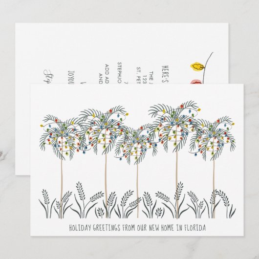 Vakantiemannen met kerstlichten op palmbomen aankondiging (Voorkant / Achterkant)