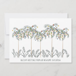 Vakantiemannen met kerstlichten op palmbomen aankondiging