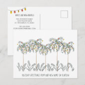 Vakantiemannen met kerstlichten op palmbomen aankondigingskaart (Voorkant / Achterkant)