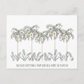 Vakantiemannen met kerstlichten op palmbomen aankondigingskaart (Voorkant)