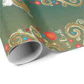 Vakantiemateriaal met groene kerstboomkleur cadeaupapier (Rol Hoek)