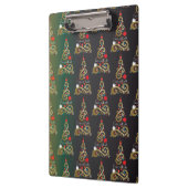 Vakantiemateriaal met groene kerstboomkleur klembord (Links)