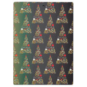 Vakantiemateriaal met groene kerstboomkleur klembord (Achterkant)