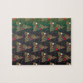 Vakantiemateriaal met groene kerstboomkleur legpuzzel (Horizontaal)