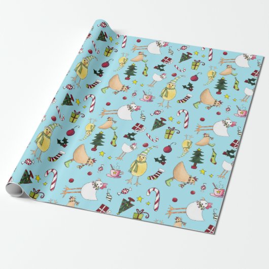 Vakantiemerkkippen Gift Wrap Cadeaupapier (Uitgerold)