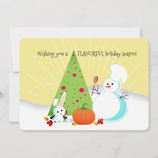 Vakantiemix sneeuwpop chef catering kerstkaart (Voorkant)