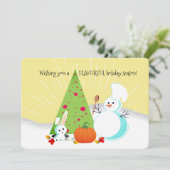 Vakantiemix sneeuwpop chef catering kerstkaart (Staand voorkant)