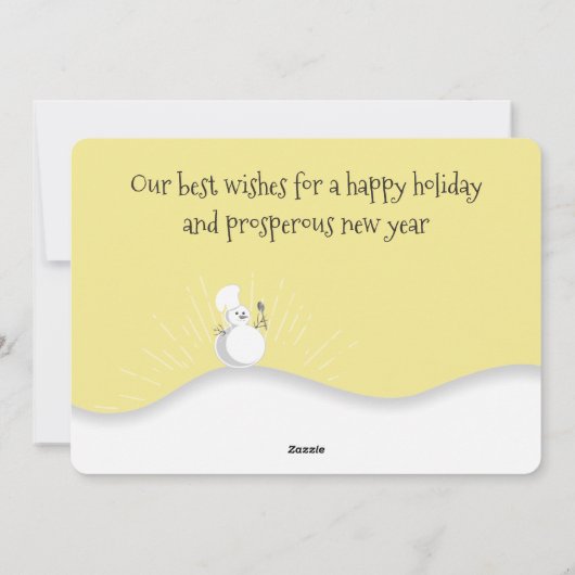 Vakantiemix sneeuwpop chef catering kerstkaart (Achterkant)