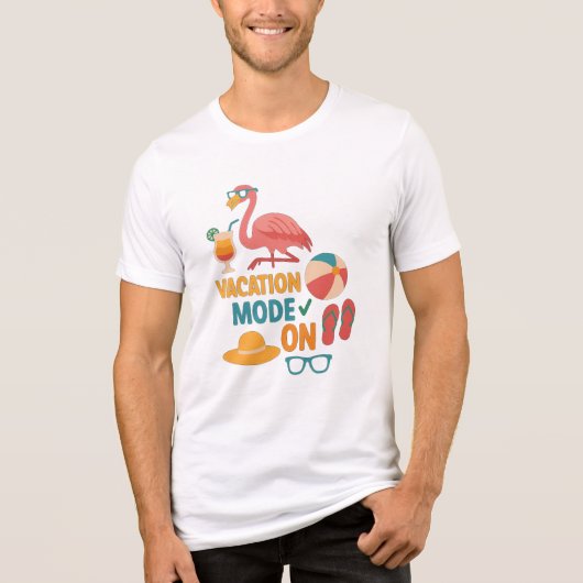 Vakantiemodus Aan Flamingo T-Shirt – Strand Zomer (Voorkant)