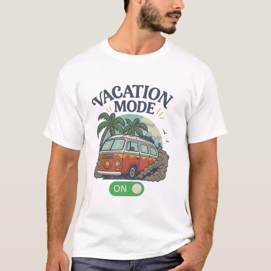 Vakantiemodus aan – Retro VW Camper Van Palm Tree  T-shirt (Voorkant)