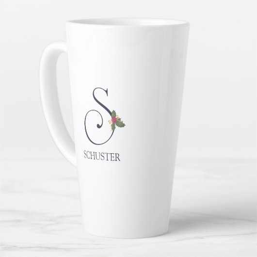 Vakantiemonogram Initiaal S en naam Latte Mok (Linkerhoek)