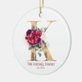 Vakantiemonogram Pas getrouwd of familiefoto Keramisch Ornament (Links)