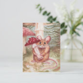 Vakantiemuis en paddenstoel feestdagenkaart (Staand voorkant)