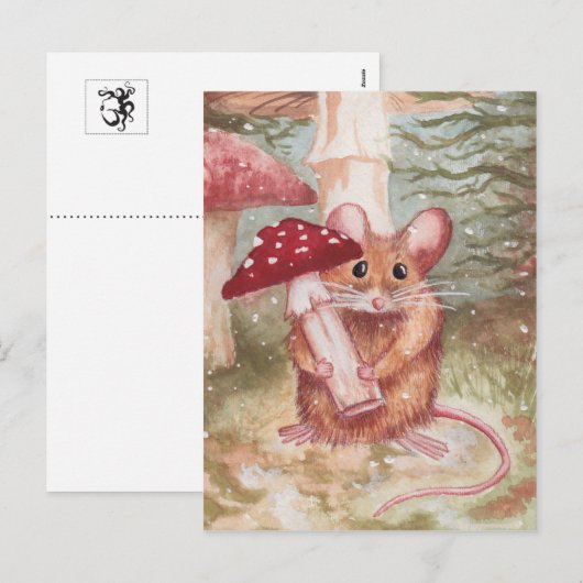 Vakantiemuis en paddenstoel feestdagenkaart (Voorkant / Achterkant)