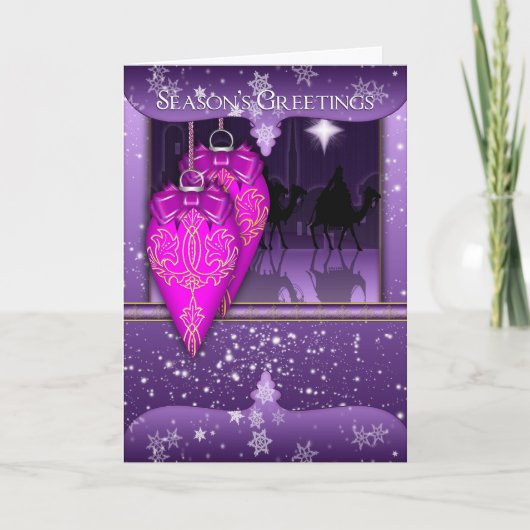 vakantieoord in het paars met orn feestdagen kaart (Voorkant)