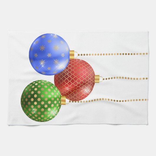 Vakantieornamenten Red Blue Green Gold Theedoek (Horizontaal)