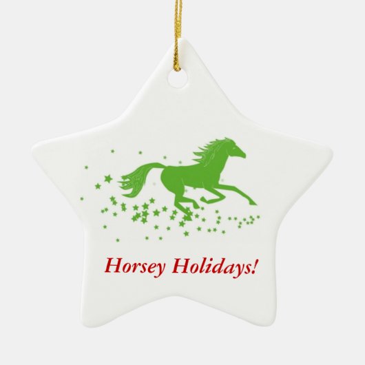 Vakantiepaard: Horsey Feestdagen. Keramisch Ornament (Voorkant)