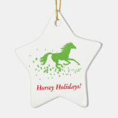 Vakantiepaard: Horsey Feestdagen. Keramisch Ornament (Links)