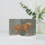 Vakantiepaard in sneeuw briefkaart (Staand voorkant)