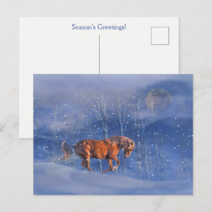 Vakantiepaard in sneeuw briefkaart