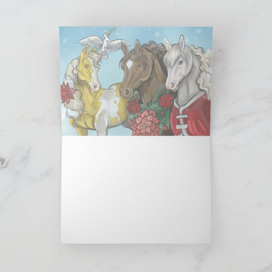 Vakantiepaarden Feestdagen Kaart (Binnen)