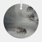 Vakantiepaarden in sneeuwkerst glas ornament (Achterkant)